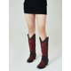 thumbnail image 4 of Retro Vintage Women Western Boots Chunky High Heels Cowgirl Cowboy Pull On Rhinestones Embroidered Knee High Shoes, 4 of 4