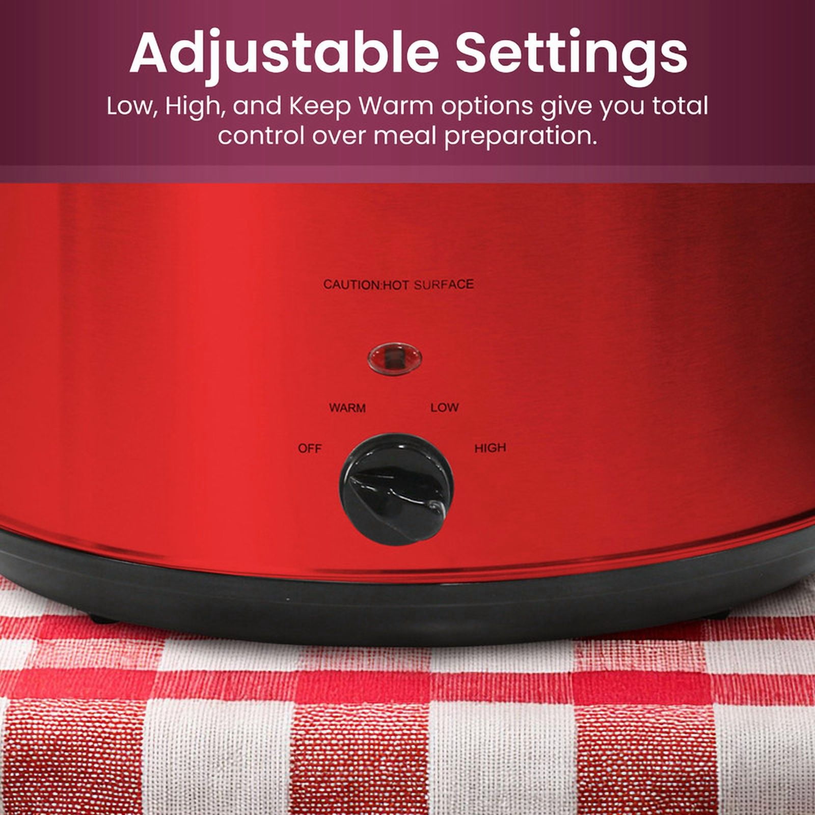 Elite Cuisine MST510 8.5Qt. Stainless Steel Slow Cooker with Adjustable Settings and Keep Warm