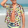 thumbnail image 5 of Lsque Colorful Fruits pattern Hawaiian Shirt for Men, Unisex Summer Beach Casual Short Sleeve Button Down Shirts-Small, 5 of 9