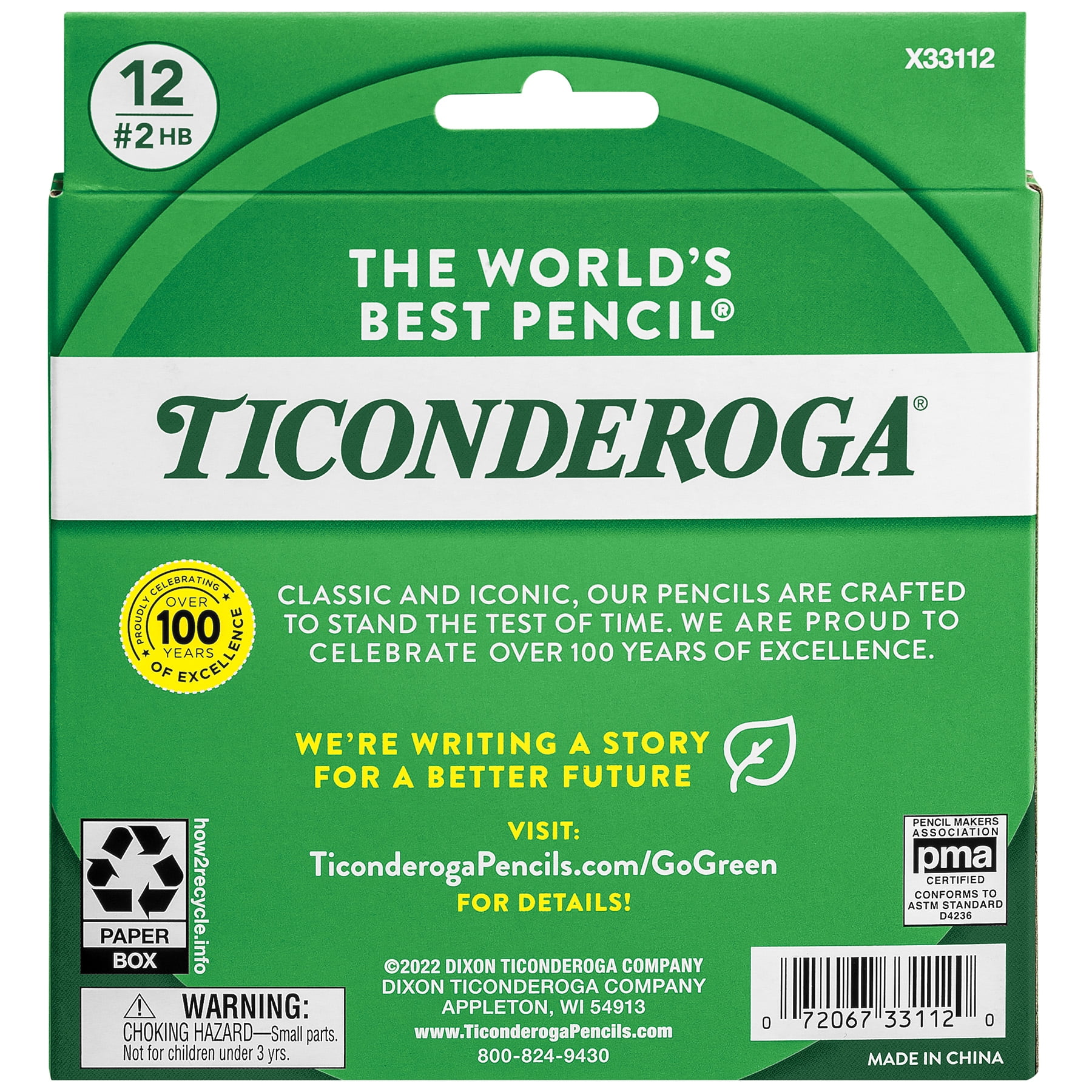 Ticonderoga My First Short Wooden Pencils, Large Triangle Barrel, Sharpened, #2 HB Soft, With Eraser, Primary Colors, 12 Per Pack, 2 Packs