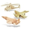 Puzzled F-15 Fighter Plane, Apache and F-18 Hornet Wooden 3D Puzzle Construct