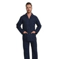 thumbnail image 4 of GLOBAL Men's 100% Cotton Long Sleeve Pajama Set, Breathable Lightweight Button Down Nightwear with Pants, S-3XL, 4 of 7