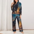 thumbnail image 2 of Hirioo Moonlit Night Sky Wolf for Women's Pajama Sets 2 Piece Pjs Women's Long-Sleeved Pajama Set Button Down Sleepwear,S-XXL-Large, 2 of 7