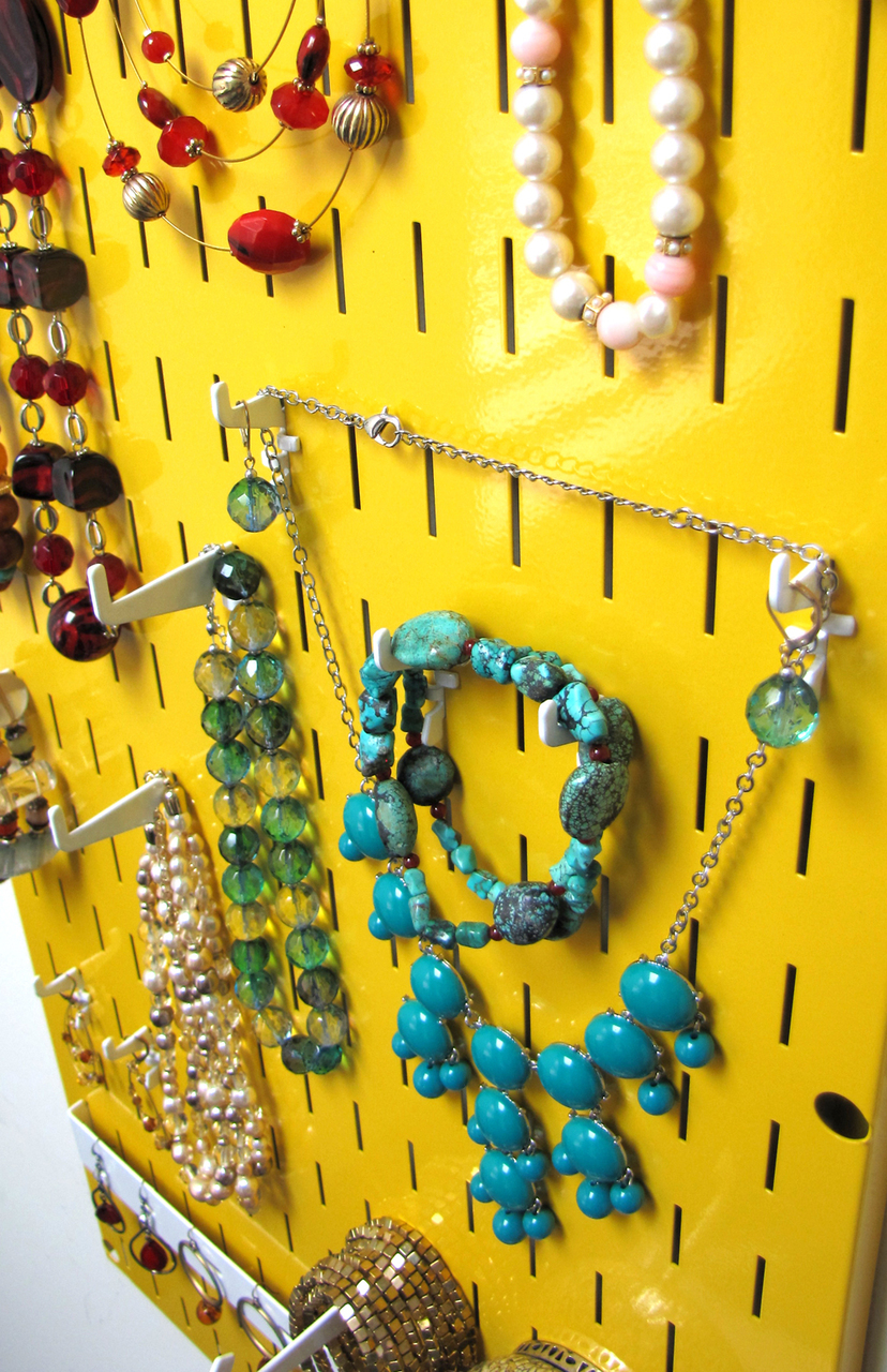 Jewelry Organizer Wall Hanging Jewelry Holder Necklace Rack - Yellow Wall Mounted Jewelry Organizer System