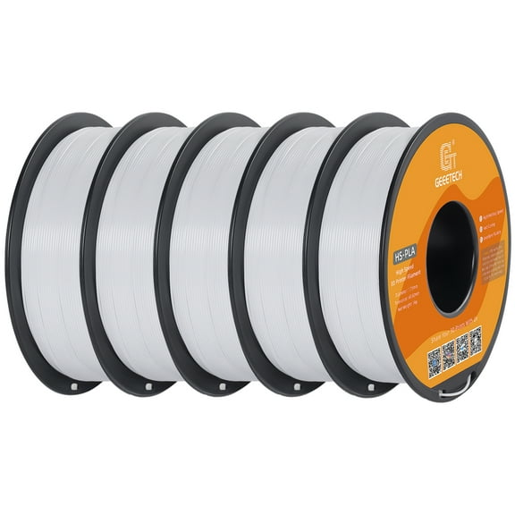 Geeetech 1.75mm PLA White 3D Printer Filament, 5kg Spool (11lbs), Dimensional Accuracy  /- 0.03mm（5pcs）