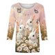 thumbnail image 4 of Camisetas de Pascua para Mujeres Pullover Suelto Cuello Redondo con Mangas de Tres Cuartos Y Estampado Festivo, Top Casual de Poliéster Ligero para Trajes Diarios de Primavera, 4 of 5