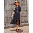 thumbnail image 5 of Womens Black Lace Hem Boho Casual Short Sleeve Midi Dress, 5 of 7