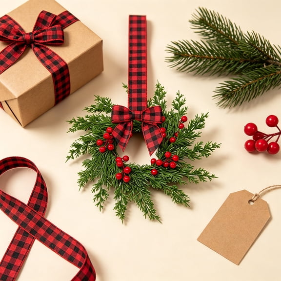 Small Christmas Wreath, Mini Wreaths for Cabinets, Cabinet Wreaths for Kitchen, 10.6 Inch Mini Christmas Wreaths for Window, Door, Wall & Holiday Decor, 1 PC