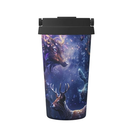 

Goofa Enchanted Forest Stag Gathering for Insulated Travel Coffee Mug Spill Proof Leak Proof 16 OZCoffee Tumbler Reusable Coffee Cups with Lids Thermos for Hot and Cold Drink