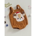 thumbnail image 3 of Wassery Baby Boys Girls Corduroy Bodysuits Infant Christmas Clothes Elk Embroidery Sleeveless Straps Romper Newborn Fall Jumpsuits Playsuit 0-18M, 3 of 8