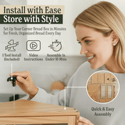 YUCHANG Corner Bread Box for Kitchen Counter, Bamboo Large Capacity Bread Storage Bin with Acrylic Door Panel