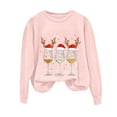 thumbnail image 4 of larppty Women's Oversized Ugly Christmas Sweatshirt Xmas Glass Print Graphic Vacation Tunic Sweater Shirt Christmas Graphic Pullover Top （Pink, S）, 4 of 6