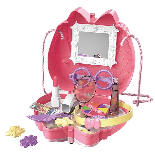 Little Girls Maquillaje Juguetes con Caja de Carrera Toddlers Juguete Cosmético Regalos de Cumpleaños Niños Vanity Playset Educativo Preescolar Tipo 1 Methold FN001464-01