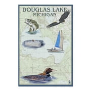 Douglas Lake, Michigan - Nautical Chart (20x30 Premium 1000 Piece Jigsaw Puzzle, Made in USA!)