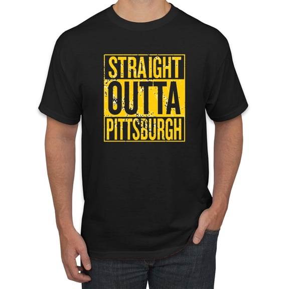 Straight Outta Pittsburgh Pit Fan | Fantasy Football | Mens Sports Graphic T-Shirt, Black, Small