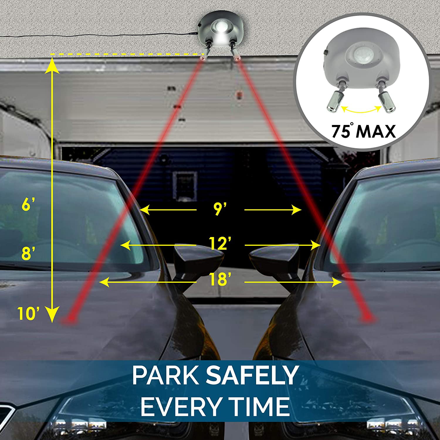 Degree Adjustable Right Parking Dual Laser Parking Guide Sensor for Car SUV/Automotive Zone Tech Garage Parking Assist Laser Guide Premium Quality High-Tech Professional 360