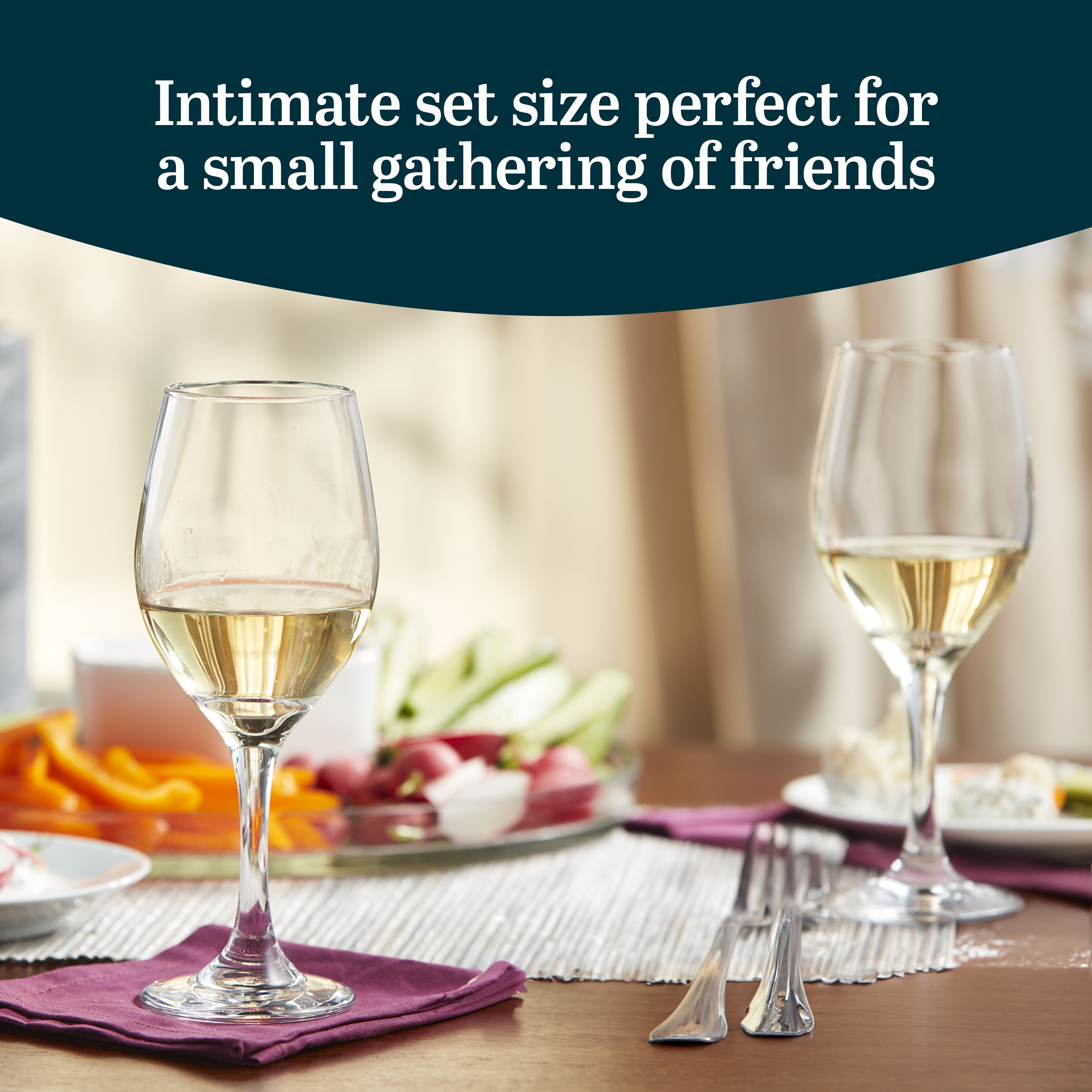 Libbey Classic White Wine Glasses Set of 4, Casual, Modern Stemmed Wine Glasses, Classy Drinking Glass Cups Set for Weddings, Intimate Gatherings