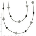 thumbnail image 5 of Stainless Steel Polished Black Acrylic Bead Necklace; 33 inch; for Adults and Teens; for Women and Men, 5 of 5