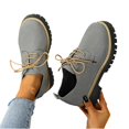 thumbnail image 4 of Fashionable Solid Color Women's Casual Round Toe LaceUp Loafers with Thick MidHeel, 4 of 9