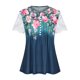 thumbnail image 4 of ICHUANYI Clearance Women V-neck Floral Print T- Fashion Lace Comfortable Female Blouses Tops(Green, S) ICHUANYI WER2023081013482, 4 of 5