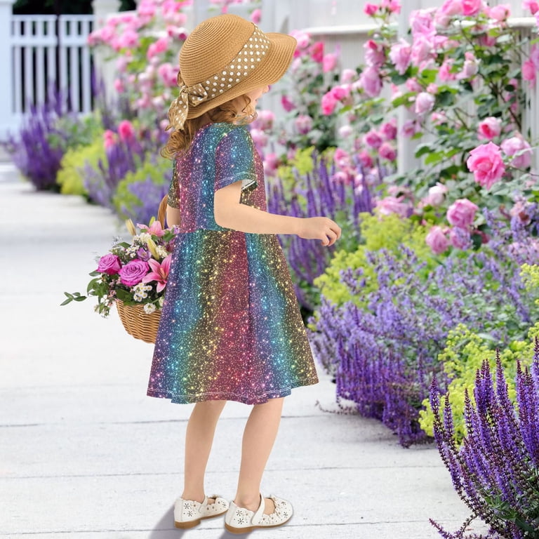 glitter garden cap sleeve dress Joogoo Rainbow Girls' Short Kids Dresses 3T, Girl's US: whsale