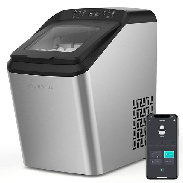 CROWNFUL Smart Ice Maker Countertop, with App Remote Control Ice
