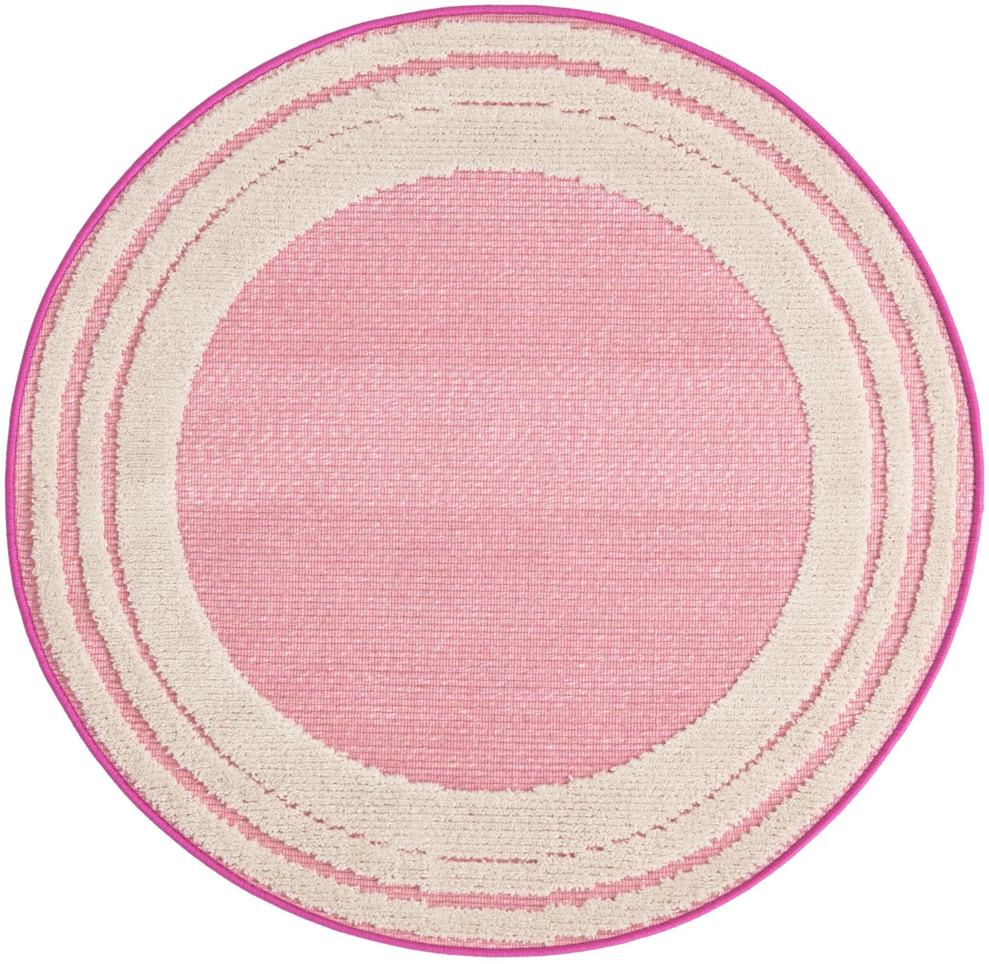 Aruba Outdoor Collection Rug 3 Ft Round Pink LowPile Rug Perfect For Any Outdoor