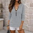 thumbnail image 5 of Oiangi Women's Half Zip Long Sleeve Shirts Crewneck Fashion Streetwear Pullover Tops for Fall Winter Gray M, 5 of 8