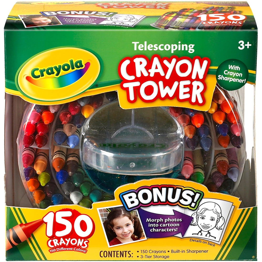 Crayola Telescoping 150 Count Crayon Tower With Built-In Sharpener