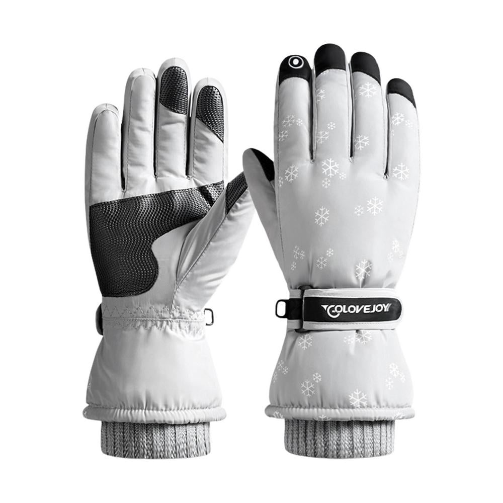 40℃ Winter Ski Snowboard Thermal Gloves Women Waterproof Touchscreen Grey Lady 