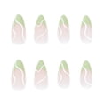thumbnail image 4 of 24 piezas de uñas para llevar estilo francés con borde verde esmerilado, uñas de presión onduladas blancas, hermosas uñas postizas cortas, pegamento para uñas, uñas de pegamento ovaladas giratorias f, 4 of 5