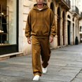 thumbnail image 2 of Leey-World Mens Outfits 2 Piece Mens 2 Piece Solid Colors Hoodie Track Suits Wide Leg Sweatpants Sets, 2 of 7