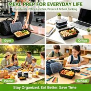 50 Pack Meal Prep Containers with Lids, Plastic Food Storage Containers Reusable BPA-Free, Microwave Safe Lunch Bento Box