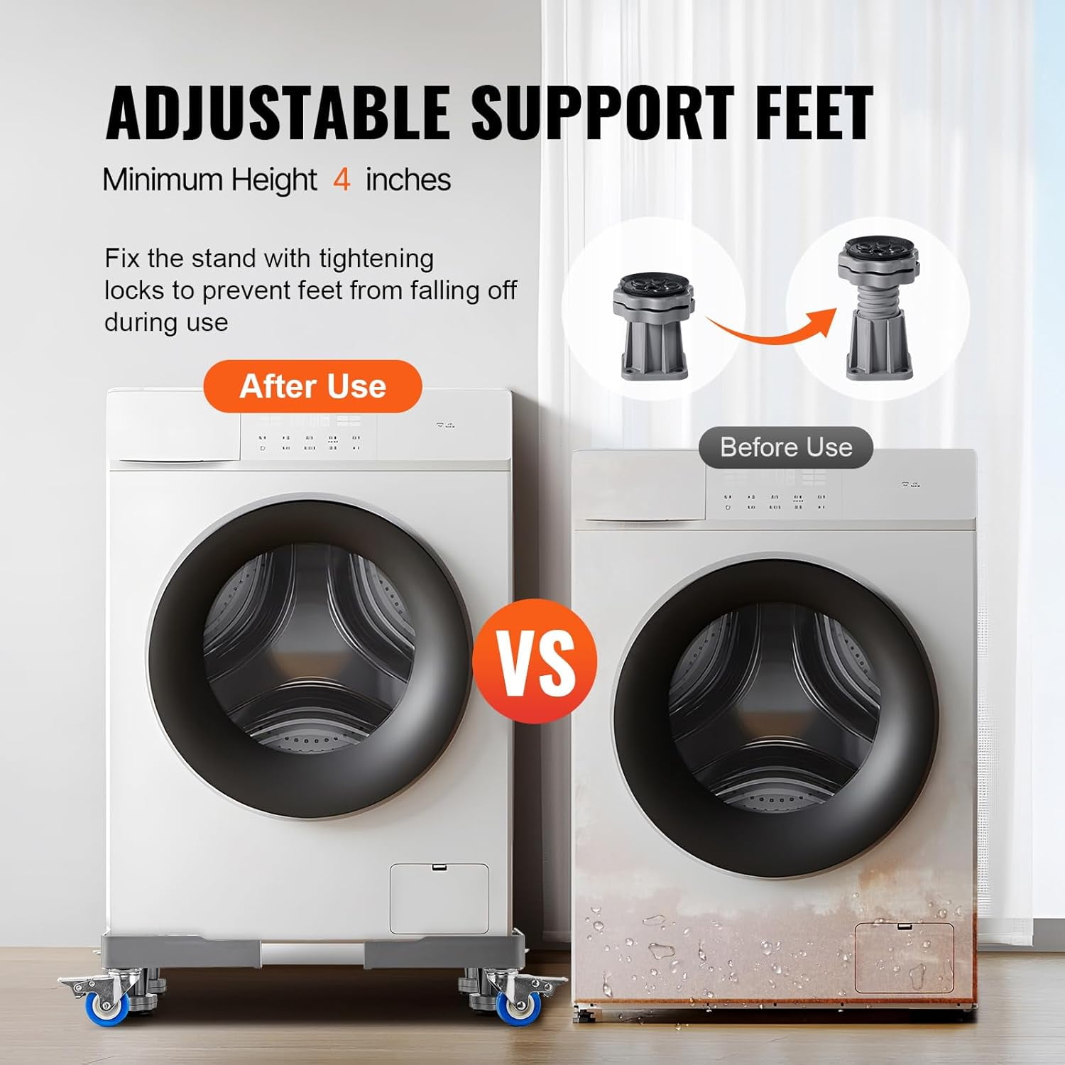 Appliance Dolly Cart, Mini Fridge Stand Furniture Dolly with 4 Twin Locking Wheels, Adjustable Furniture Mover Mobile Roller Base for Washing Machine, Dryer, Refrigerator, Laundry Pedestal