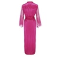 thumbnail image 5 of Satin Silk Robes for Women Long Satin Long Nightdress Silk Lace Nightgown Sleepwear Sexy Robe Belted Bathrobe Hot Pink M, 5 of 9