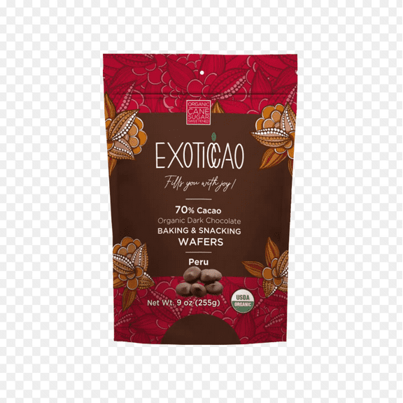 EXOTICCAO 2-Pack Organic Dark Chocolate Baking & Snacking Wafers|Low Sugar|Gluten-Free, Vegan, Kosher, Non GMO,Dairy free, Soy Free, Keto Friendly|70% Cacao|9 oz Each