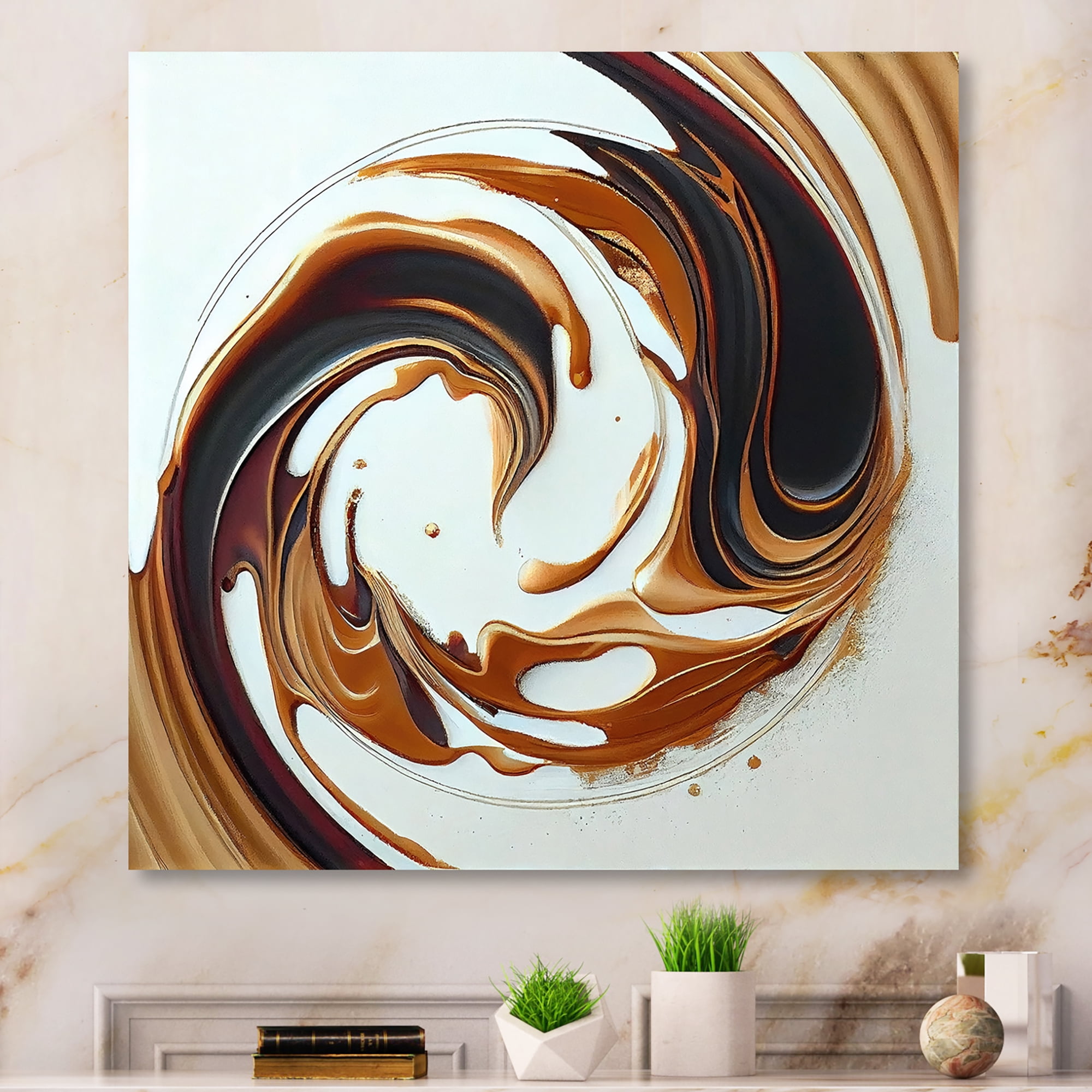 Designart White And Gold Bold Movement III Canvas Wall Art