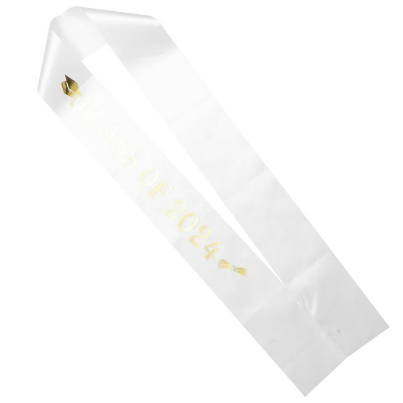 Niceauty Senior Cheer Sash White Satin Adjustable Length Graduation Party 1Pack