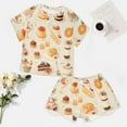 thumbnail image 4 of Cartoon Cake Women's Ruffle Short Sleeve Tops And Shorts Cute Peeps Bunny Pajamas Sets, 4 of 7