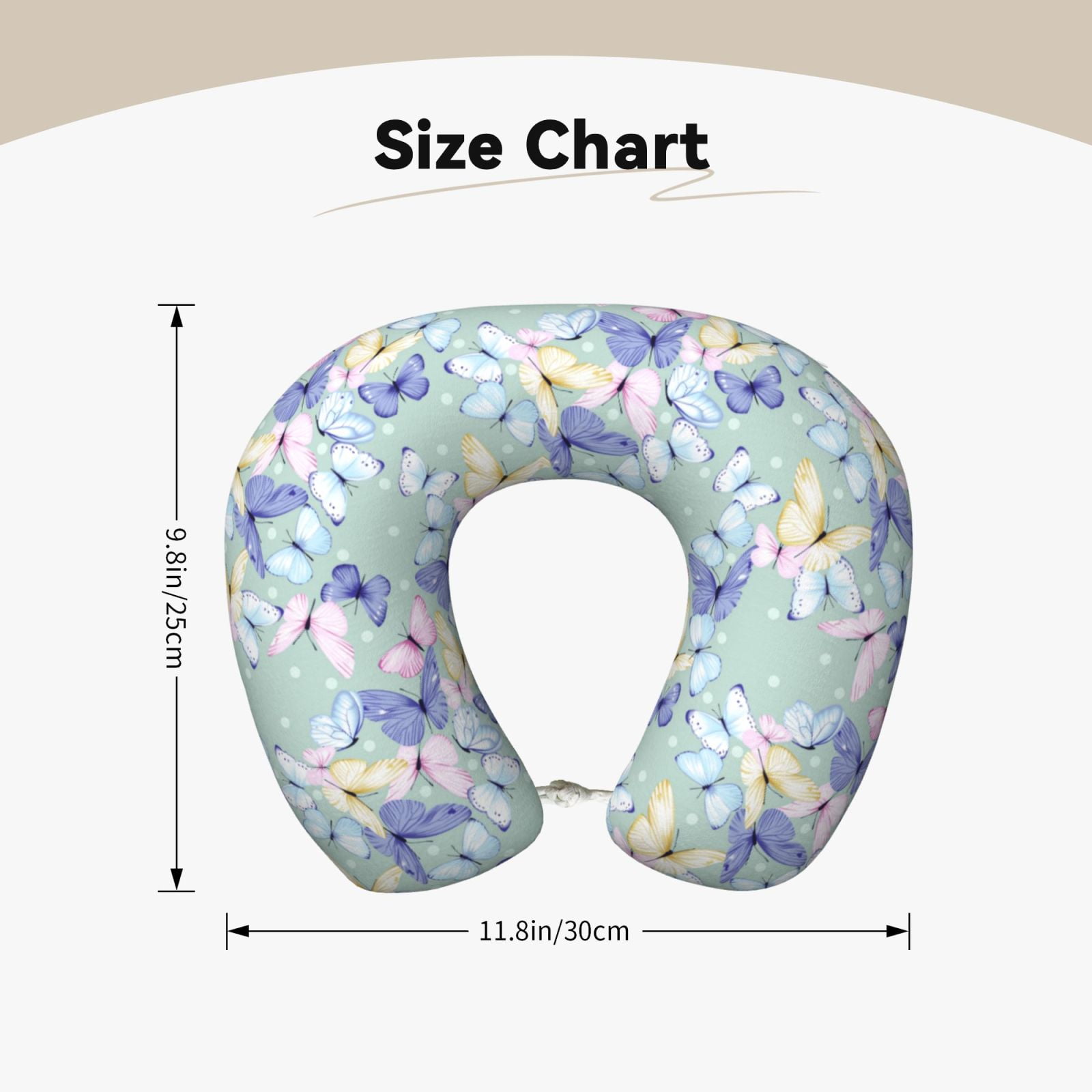 Xecao Colorful Butterfly Print Memory Foam Cervical Neck Pillow Versatile U-Shaped Pillows for Home,Office,Camping,Travelling,Soft Washable Cover