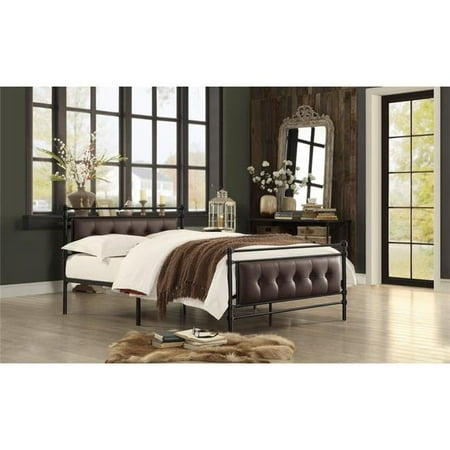 Home Elegance Platform - Home Elegance 2050F-1 35.5 x 24.5 in. Full Size Jayla Metal Platform Bed - Black & Brown
