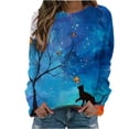 thumbnail image 2 of Amzcrzy Sweat-Shirt pour Femmes et Hiver Décontracté Ample Imprimé Chat Manches Longues Col Rond Chandail Chemises Manches Longues pour Femmes Chandail Chandail en Molleton Col Rond Chandail en Molleton Femmes TG, 2 of 4