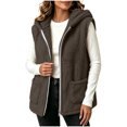 thumbnail image 5 of Winter Jacket Women Baeitkot Sleeveless Hooded Fleece Vest with Pockets for Winter Layering Daily Wear Brown M, 5 of 6