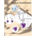 thumbnail image 6 of PYNZY Heart Dangle Drop Earrings, 925 Sterling Silver Earrings for Women with Amethyst Birthstones Leverback Jewelry for Gifts, 6 of 7