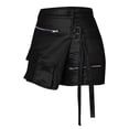 thumbnail image 4 of QHFBli Women's High Waisted Metallic Faux Leather Wrap Mini Skirt Shorts Plus Size Cargo Skort, 4 of 4