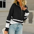 thumbnail image 7 of Xcmzpl Women's Zip Up Sweatshirts Casual Color Block Crewneck Sweatshirt Oversized Sweater Tops Cotton Long Sleeve T-shirts Winter Fashion, 7 of 7
