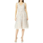 Jessica Howard Women's V-Neck Party Dress, Silver Combo, 6