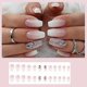 thumbnail image 5 of 24Pcs Medium False Nails Coffin, French Tip Stick on Nails Pink Glitter Press on Nails, Nude Fake Nails Set with Rhinestones Designs, Acrylic Full Cov, 5 of 5