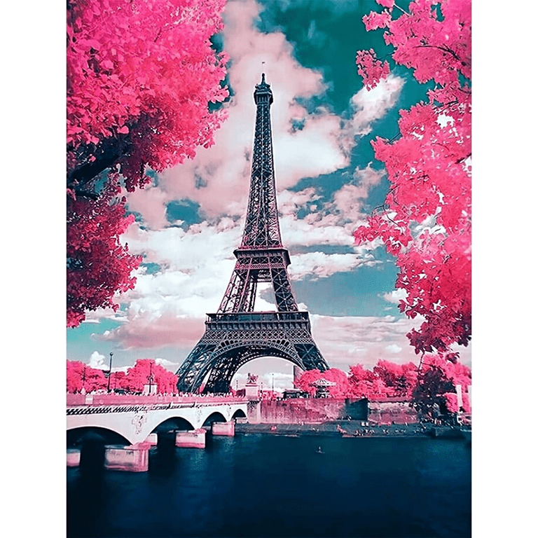 Pink Romantic Eiffel Tower, 5D Diamond Painting Kits