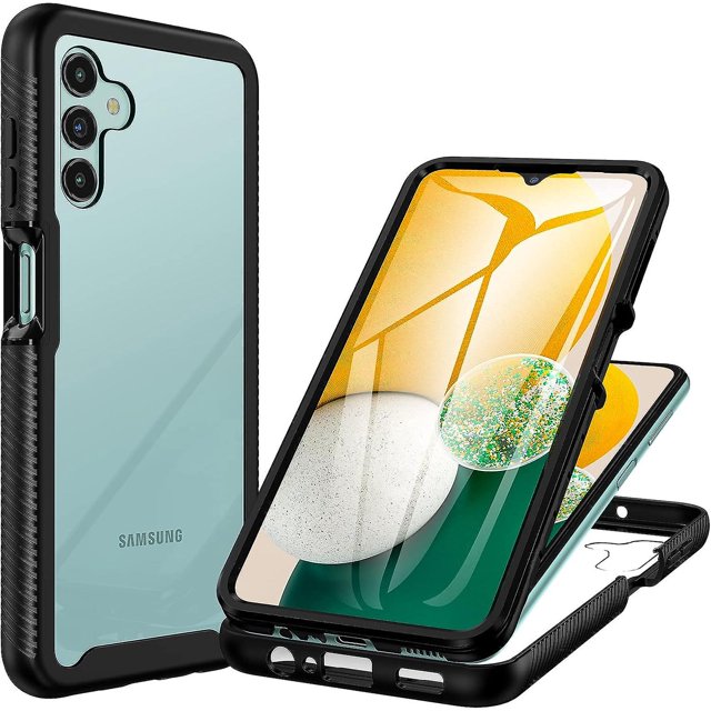 Funda Samsung A04s, Funda Negra para Samsung A13 5g, Funda a Prueba de Golpes con Protector de Pantalla, Funda para teléfono 360, Funda Transparente de Cuerpo Completo de Doble Cara para Samsung Gala